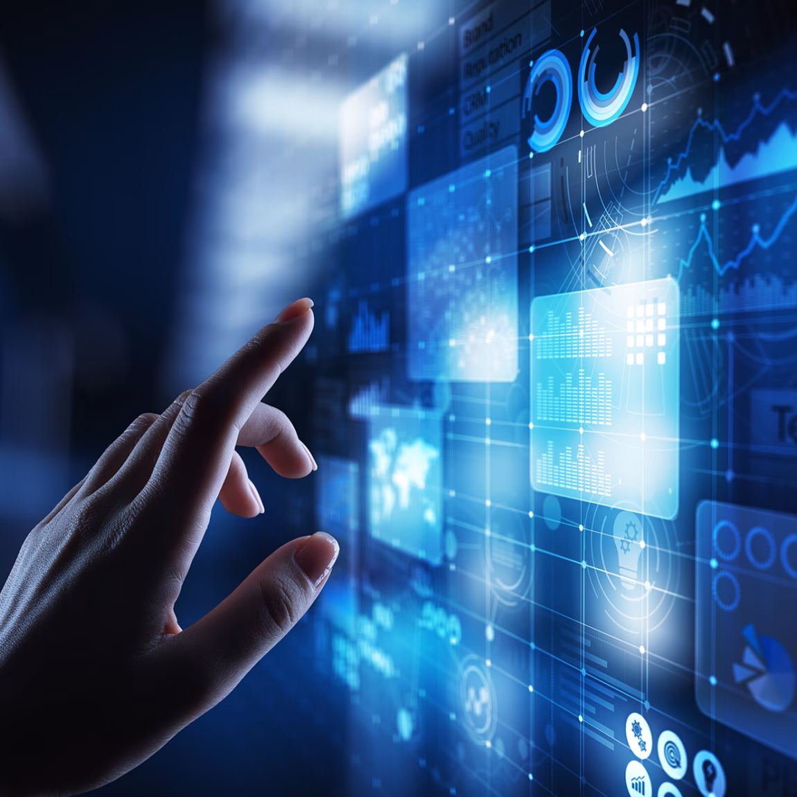 Digitale Daten werden über ein interaktives Dashboard visualisiert und analysiert.