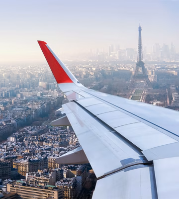 View of an urban area from an airplane during a flight.