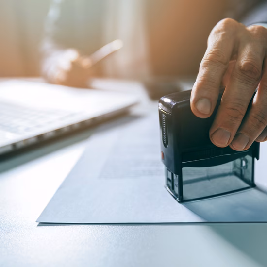 A document is stamped as part of an administrative or quality control process.