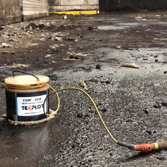 Measuring equipment is used to perform soil and environmental measurements on-site.