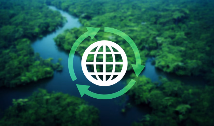Visual representation of the circular economy, the reuse of raw materials, and the sustainable management of natural resources.