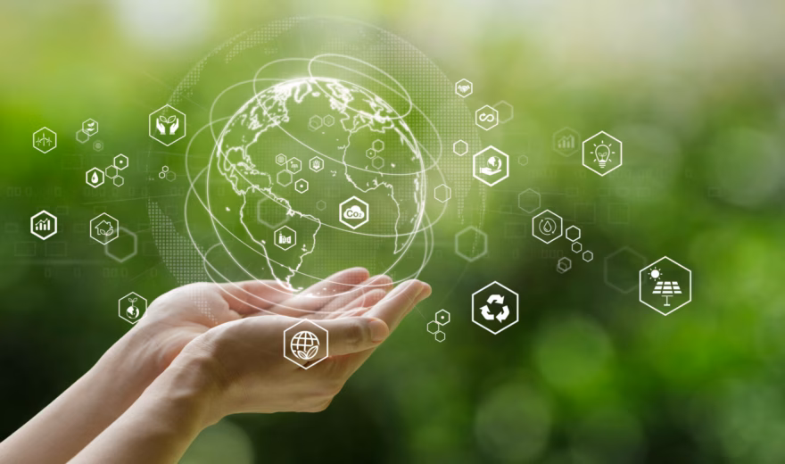 Visual representation of sustainability, the circular economy, and the responsible use of natural resources.