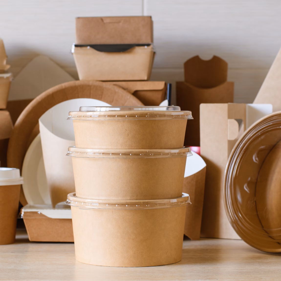 Cardboard and paper packaging as an alternative to disposable packaging and to support circular solutions.