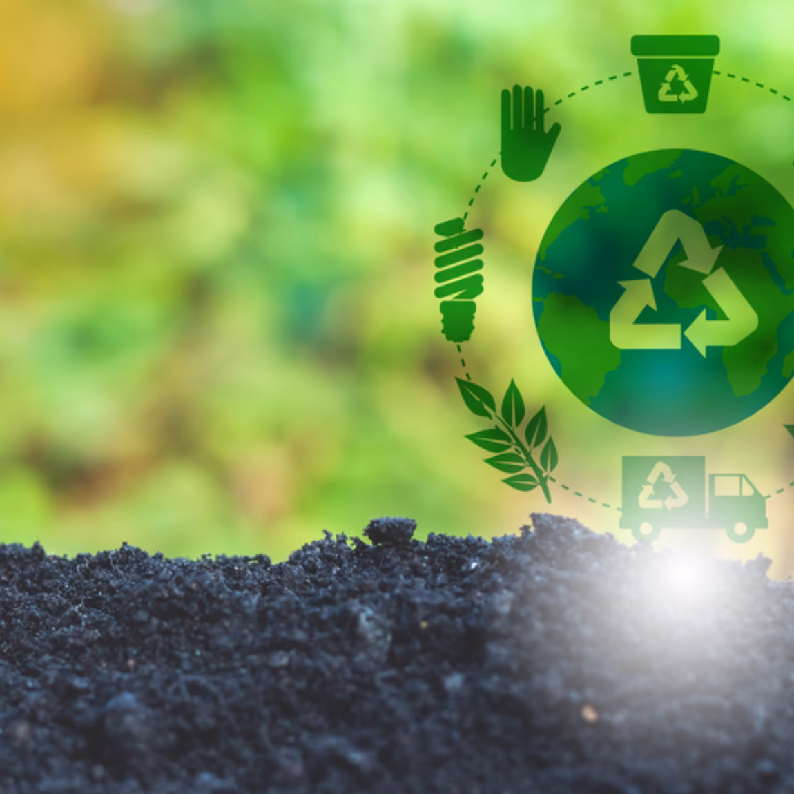 Illustration of recycling and reuse as part of a circular economy.