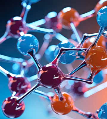 Visualisatie van moleculaire structuren die verband houden met PFAS-analyse en chemisch onderzoek.