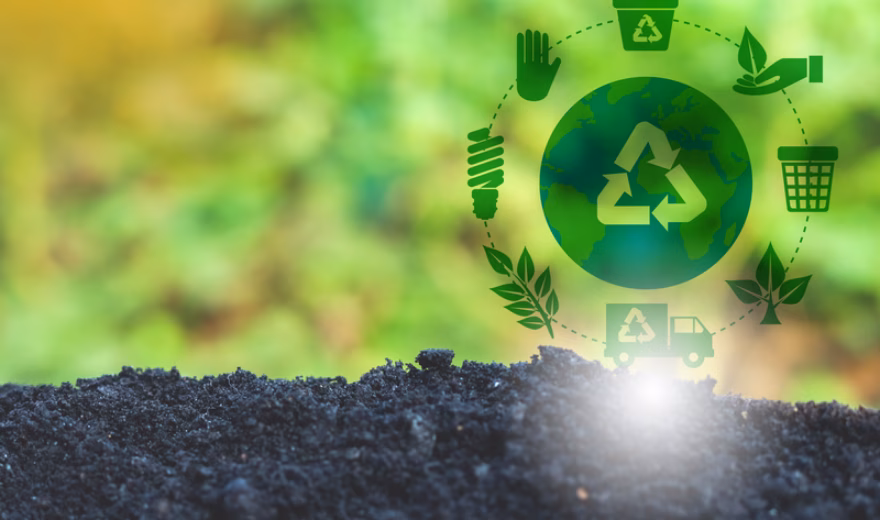 Illustration of recycling and reuse as part of a circular economy.