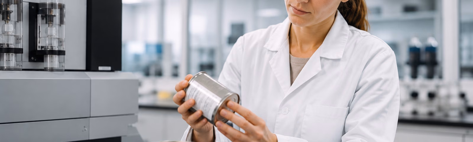Analyse van verpakkingsmateriaal in een laboratoriumomgeving voor kwaliteitscontrole.