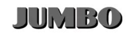 JUMBO logo met grijze, vetgedrukte hoofdletters in een herkenbare woordmerkstijl.