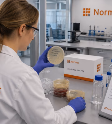 Analyse van microbiologische monsters in het laboratorium voor kwaliteits- en voedselveiligheidsonderzoek.