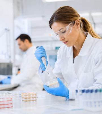 Laboranalyse einer Probe zur mikrobiologischen Untersuchung und Qualitätskontrolle.