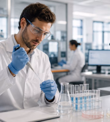 Laboranalyse, bei der eine Probe für Untersuchungszwecke und zur Qualitätskontrolle sorgfältig aufbereitet wird.