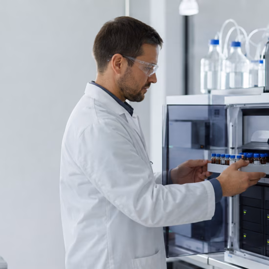 Monsters worden voorbereid en verwerkt in een laboratorium voor kwaliteits- en veiligheidsonderzoek.