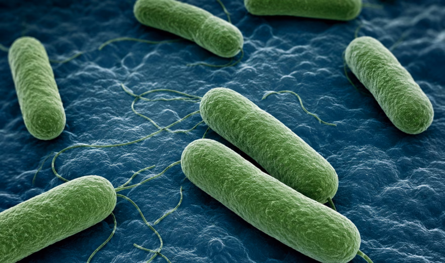 Illustratie van Listeria monocytogenes, een bacterie die relevant is voor voedselveiligheidsonderzoek.