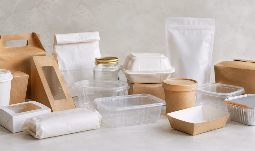 Various food packaging materials, suitable for quality and sustainability testing.