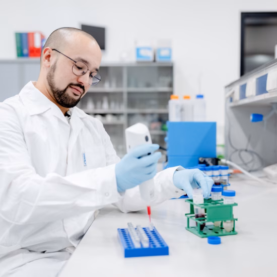 A sample is being prepared for laboratory testing and analysis.