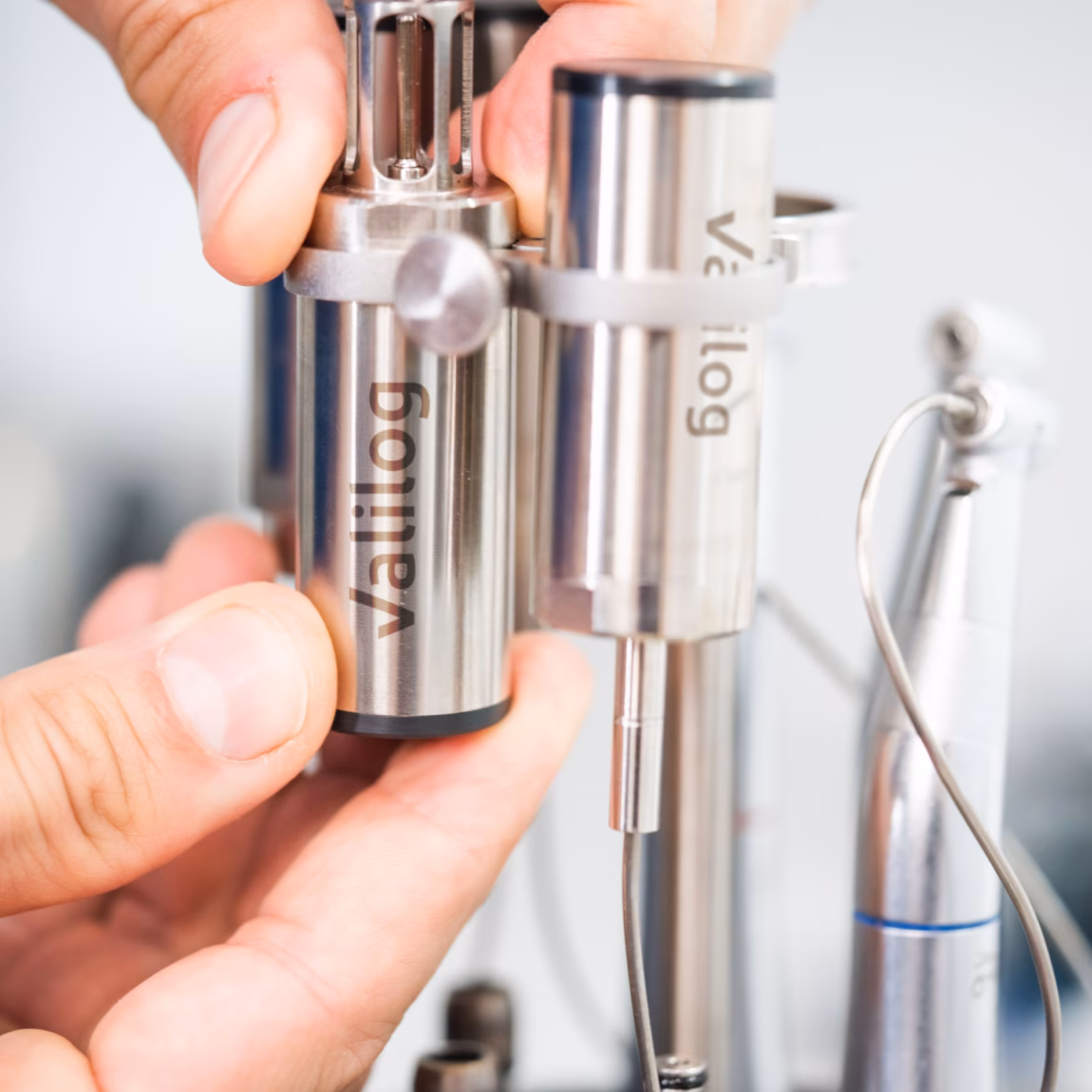 A measuring instrument is precisely adjusted for laboratory analyses and quality measurements.