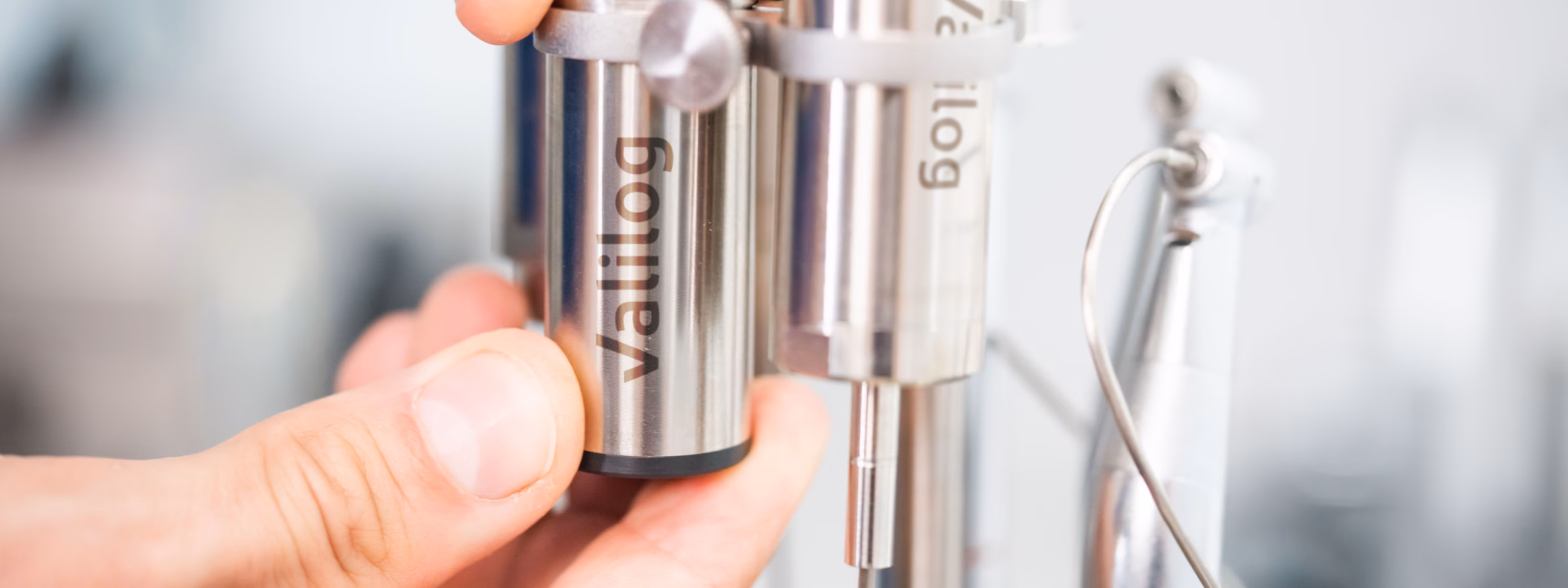 A measuring instrument is precisely adjusted for laboratory analyses and quality measurements.