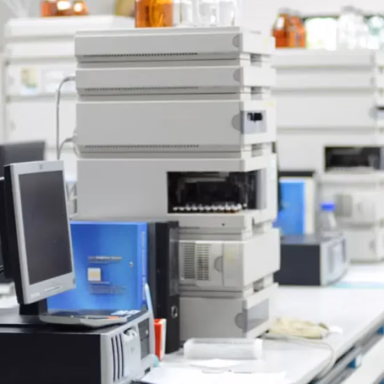 Geavanceerde laboratoriumapparatuur wordt ingezet voor chemische analyses en kwaliteitscontrole.