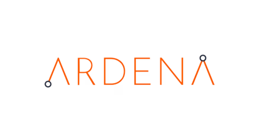 Logo von ARDENA in orangefarbenen Buchstaben auf dunklem Hintergrund.