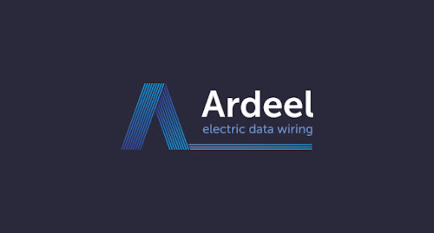 Le logo d'Ardeel avec le nom de marque et le slogan « electric data wiring ».