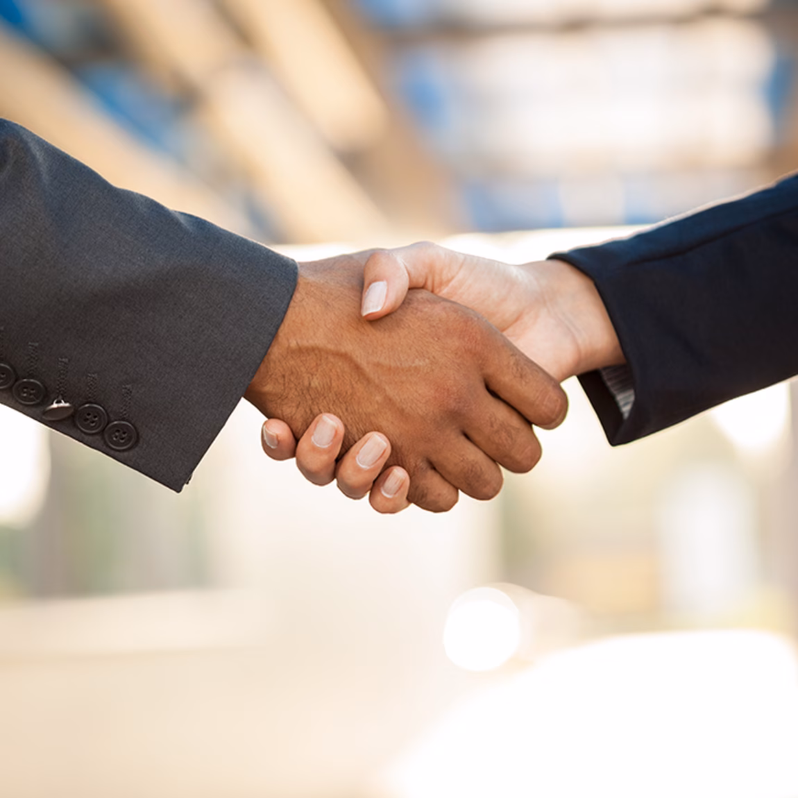hand business men and women who shaking hands