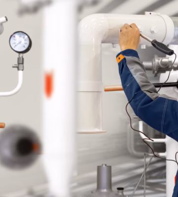 Une installation technique est contrôlée à l'aide d'appareils de mesure dans le cadre de l'inspection et de la maintenance.
