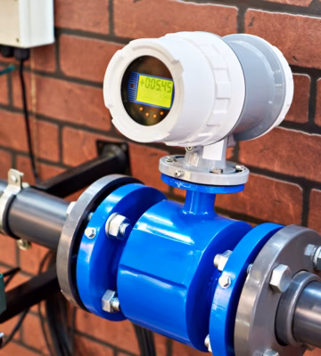 Un compteur d'eau numérique mesure et enregistre le débit d'eau dans une installation de canalisations.