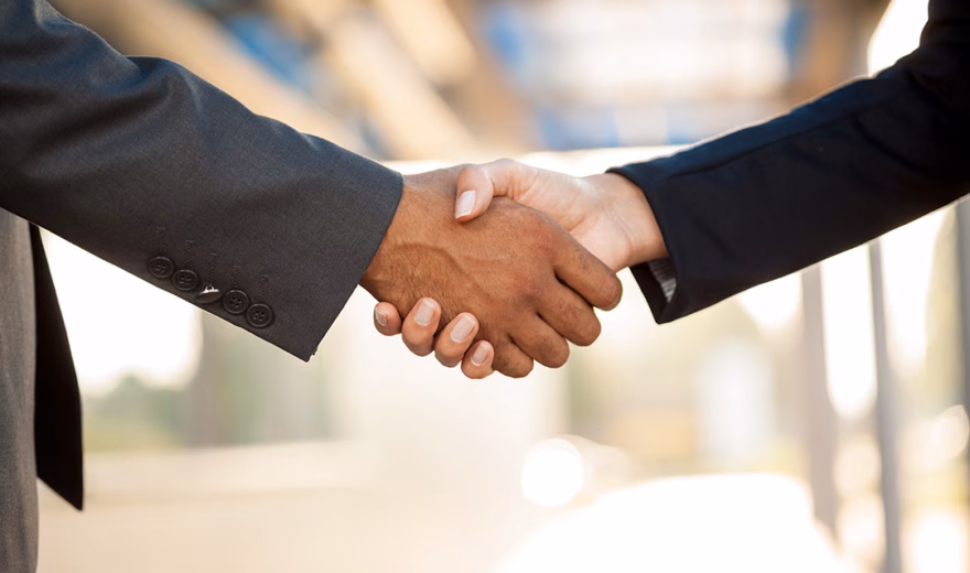 hand business men and women who shaking hands